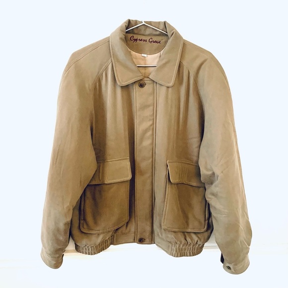 CYPRESS GROVE Short Oversized Trench Coat, Bomber Jacket Silk Gaberdine, tan - Picture 2 of 10